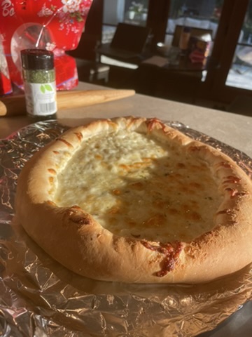 Homemade garlic pizza